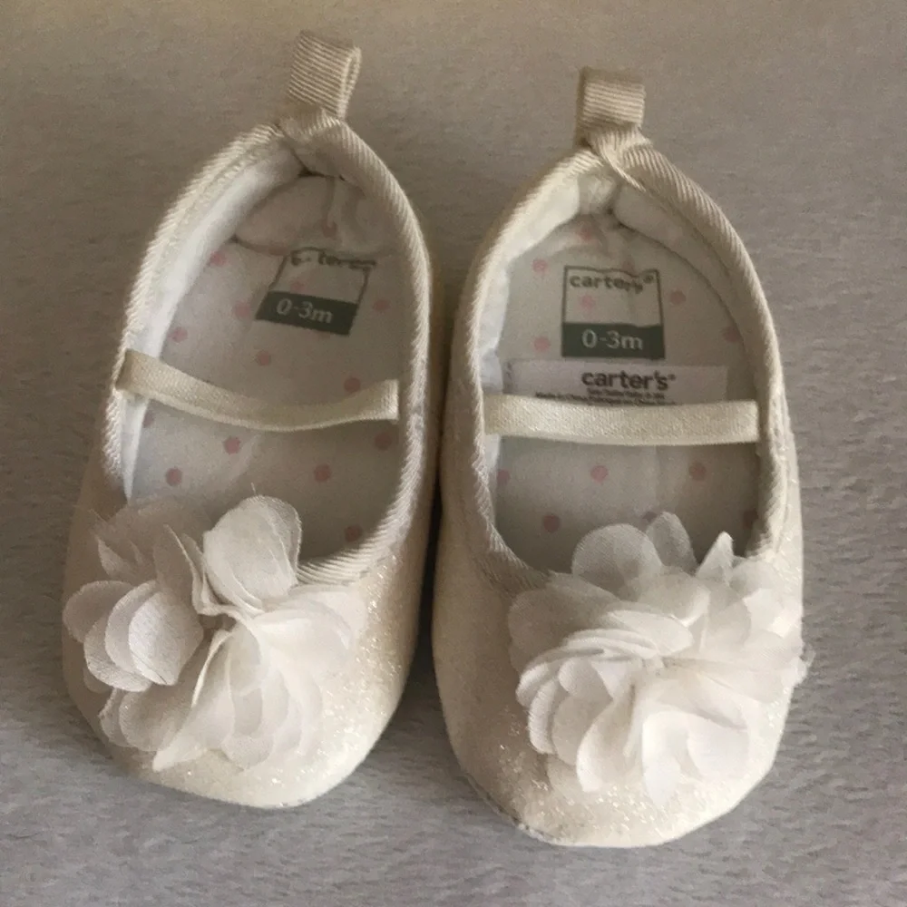 Adorable Baby Girl Shimmer Sparkle flower shoes